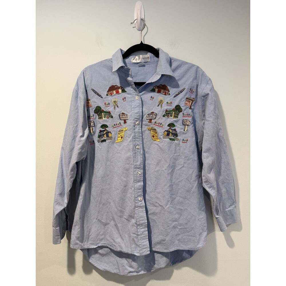 Vtg Casey Coleman Top Womens XL/2X Real Estate Embroidered 100% Cotton Realtor